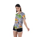 Seamless Pattern With Wildlife Cartoon Asymmetrical Short Sleeve Sports Tee View2