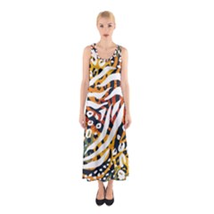 Abstract Geometric Seamless Pattern With Animal Print Sleeveless Maxi Dress by Simbadda