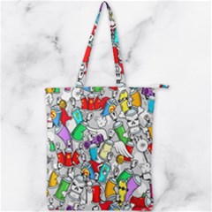 Graffiti Characters Seamless Pattern Double Zip Up Tote Bag by Simbadda