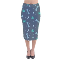 Bons Foot Prints Pattern Background Velvet Midi Pencil Skirt by Simbadda