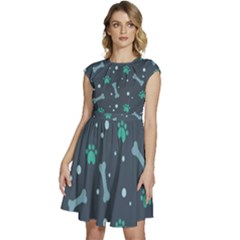 Bons Foot Prints Pattern Background Cap Sleeve High Waist Dress by Simbadda