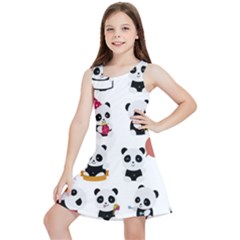 Playing Panda Cartoon Kids  Lightweight Sleeveless Dress by Simbadda