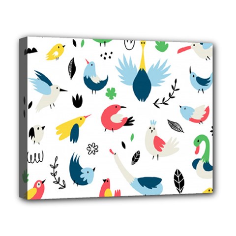 Vector Set Isolates With Cute Bird Scandinavian Style Deluxe Canvas 20  X 16  (stretched) by Simbadda