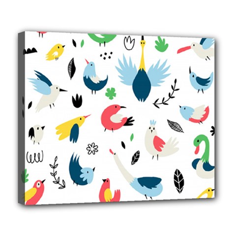 Vector Set Isolates With Cute Bird Scandinavian Style Deluxe Canvas 24  X 20  (stretched) by Simbadda