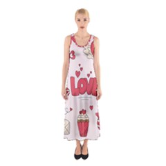 Hand Drawn Valentines Day Element Collection Sleeveless Maxi Dress by Simbadda