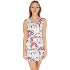 Cute-cat-chef-cooking-seamless-pattern-cartoon Bodycon Dress by Simbadda