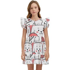 Cute-cat-chef-cooking-seamless-pattern-cartoon Kids  Winged Sleeve Dress by Simbadda