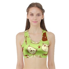 Cute-hand-drawn-cat-seamless-pattern Sports Bra With Border by Simbadda