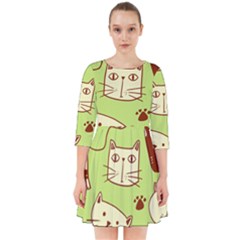 Cute-hand-drawn-cat-seamless-pattern Smock Dress by Simbadda