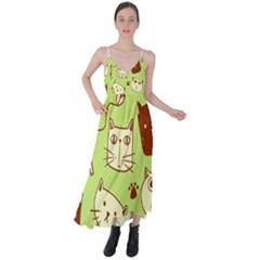 Cute-hand-drawn-cat-seamless-pattern Tie Back Maxi Dress by Simbadda