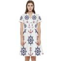 Nautical-seamless-pattern Short Sleeve Waist Detail Dress View1