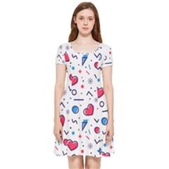 Hearts-seamless-pattern-memphis-style Inside Out Cap Sleeve Dress by Simbadda