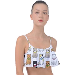 Cat-kitten-seamless-pattern Frill Bikini Top by Simbadda