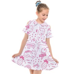 Cute-girly-seamless-pattern Kids  Short Sleeve Shirt Dress by Simbadda