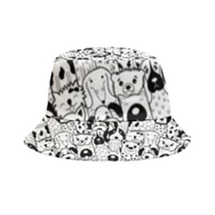 Seamless-pattern-with-black-white-doodle-dogs Inside Out Bucket Hat by Simbadda