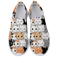 Cute-cat-kitten-cartoon-doodle-seamless-pattern Men s Slip On Sneakers by Simbadda