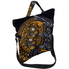 Yin-yang-owl-doodle-ornament-illustration Fold Over Handle Tote Bag by Simbadda