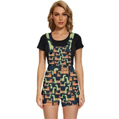 Seamless-pattern-with-cats Short Overalls by Simbadda