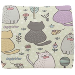 Funny Cartoon Cat Seamless Pattern Seat Cushion by Simbadda