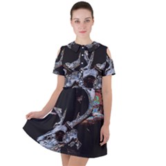 Deer Skull Short Sleeve Shoulder Cut Out Dress  by MonfreyCavalier