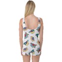 Seamless-pattern-with-hand-drawn-bird-black One Piece Boyleg Swimsuit View2