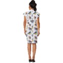 Seamless-pattern-with-hand-drawn-bird-black Vintage Frill Sleeve V-Neck Bodycon Dress View4