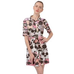 Cute-dog-seamless-pattern-background Belted Shirt Dress by Simbadda