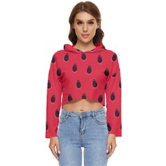 Seamless-watermelon-surface-texture Women s Lightweight Cropped Hoodie by Simbadda