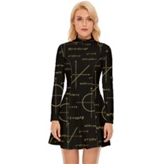 Abstract-math Pattern Long Sleeve Velour Longline Dress by Simbadda