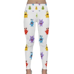 Seamless-pattern-cute-funny-monster-cartoon-isolated-white-background Lightweight Velour Classic Yoga Leggings by Simbadda