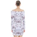 Cat-with-bow-pattern Long Sleeve Off Shoulder Dress View2