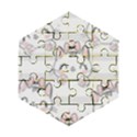 Cat-with-bow-pattern Wooden Puzzle Hexagon View1