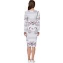 Cat-with-bow-pattern Long Sleeve V-Neck Bodycon Dress  View4