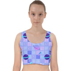 Seamless-pattern-pastel-galaxy-future Velvet Racer Back Crop Top by Simbadda