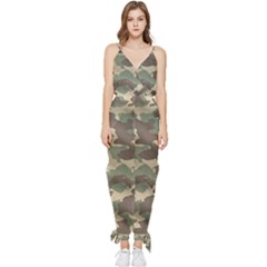 Camouflage Design Sleeveless Tie Ankle Chiffon Jumpsuit by Excel