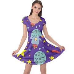 Card-with-lovely-planets Cap Sleeve Dress by Simbadda