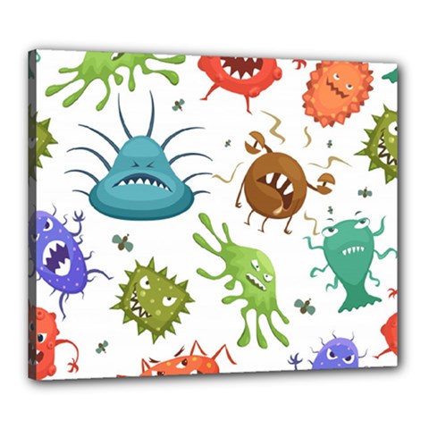 Dangerous-streptococcus-lactobacillus-staphylococcus-others-microbes-cartoon-style-vector-seamless-p Canvas 24  X 20  (stretched) by Simbadda