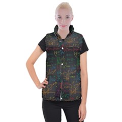 Mathematical-colorful-formulas-drawn-by-hand-black-chalkboard Women s Button Up Vest by Simbadda