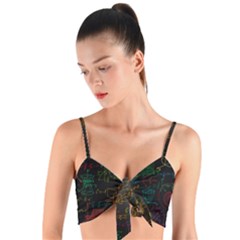 Mathematical-colorful-formulas-drawn-by-hand-black-chalkboard Woven Tie Front Bralet by Simbadda