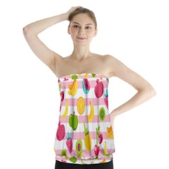 Tropical-fruits-berries-seamless-pattern Strapless Top by Simbadda