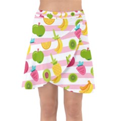 Tropical-fruits-berries-seamless-pattern Wrap Front Skirt by Simbadda