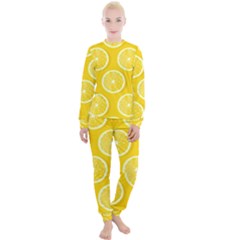 Lemon-fruits-slice-seamless-pattern Women s Lounge Set by Simbadda