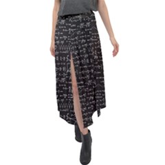 Math-equations-formulas-pattern Velour Split Maxi Skirt by Simbadda