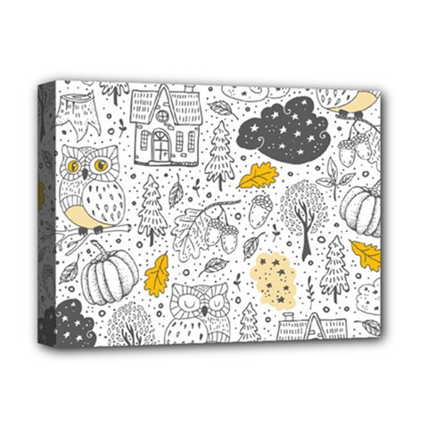 Doodle-seamless-pattern-with-autumn-elements Deluxe Canvas 16  X 12  (stretched)  by Simbadda