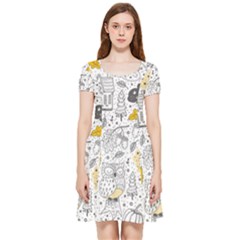 Doodle-seamless-pattern-with-autumn-elements Inside Out Cap Sleeve Dress by Simbadda