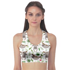 Seamless-pattern-with-cute-sloths Fitness Sports Bra by Simbadda