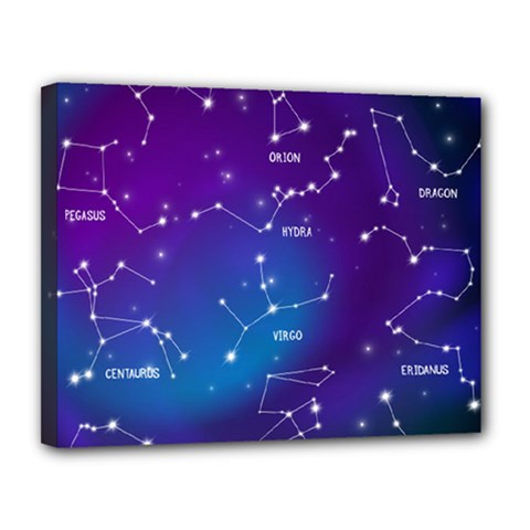 Realistic-night-sky-poster-with-constellations Canvas 14  X 11  (stretched) by Simbadda