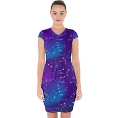 Realistic-night-sky-poster-with-constellations Capsleeve Drawstring Dress  by Simbadda