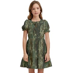 Camouflage-splatters-background Kids  Puff Sleeved Dress by Simbadda