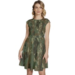 Camouflage-splatters-background Cap Sleeve High Waist Dress by Simbadda